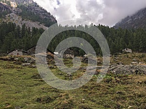 Stones houses in Balme, Italy