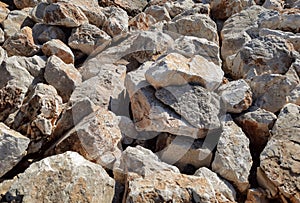 Stones are huge, large boulders are piled in bulk, background is a close-up