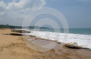 Stones on the idyllic beach in Sri Lanka