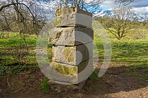 Stones laid on top of each other at the Poetry walk near to Kirkby stephen photo
