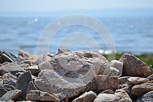 Stones are looking to waters, view to the sea