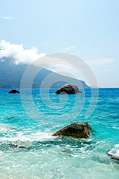 Stones near Beautiful Milos beach on Lefkada island, Greece - 2