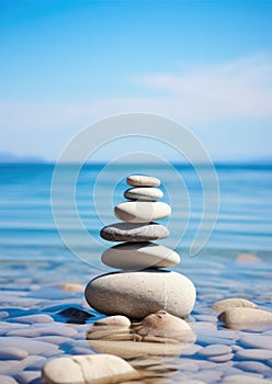 Pebbles pyramid on the beach