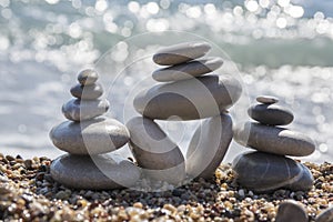 Stones and pebbles stack, pebble cairn