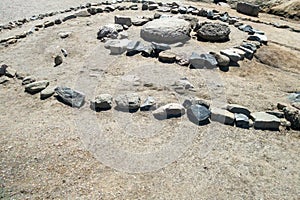 Stones positioned in spiral, near the Romanian Sphinx, in Carpathian Mountains, Bucegi Natural Park,  Romania