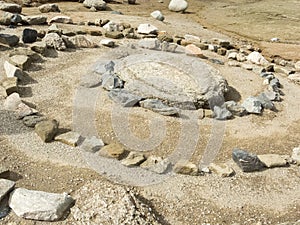 Stones positioned in spiral, near the Romanian Sphinx, in Carpathian Mountains, Bucegi Natural Park,  Romania