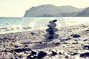 Stones pyramid on the beach