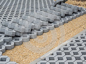 Stones in road construction site