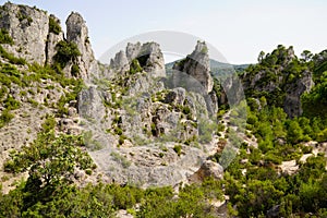 Stones and rock scenery of the rocks of the Cirque de Moureze in soth france