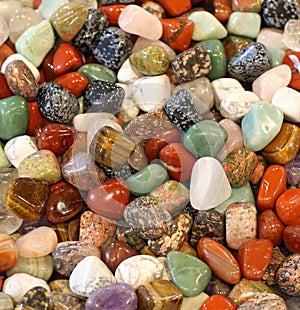 stones for sale at mineralogy store photo