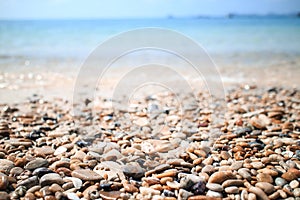 Stones and sea on the beach, Chonburi Thailand