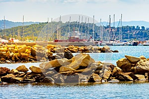 Stones, sea marina in Nikiti, Halkidiki, Greece