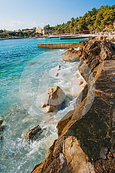 Stones on the sea near the beach