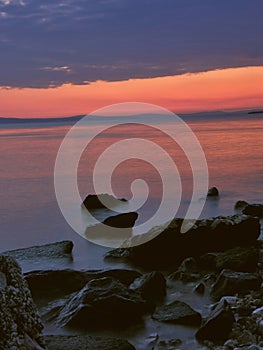 Stones and sea in sunset 1