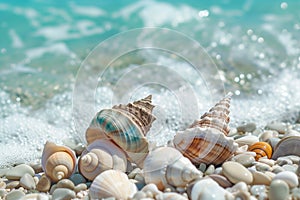 Stones, shells and shells come together in perfect harmony to convey the peace and relaxation of the sea.Arte com IA