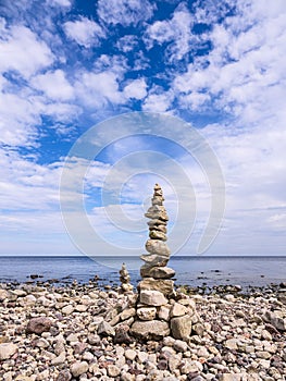 Stones on shore of the Baltic Sea on the island Ã–land in Sweden