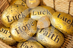 Stones souvenirs faith luck hope dreams peace simple