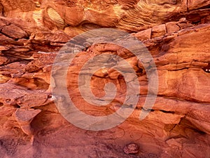 Stones and textures of the colored Red Salam Canyon, Egypt