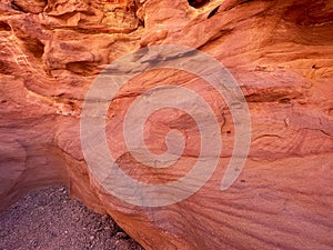 Stones and textures of the colored Red Salam Canyon, Egypt