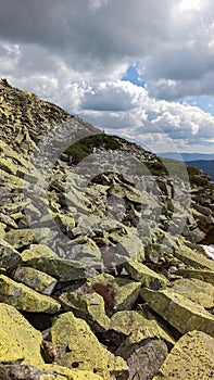 Stones on the way to Igrovets top, thre Carpathian mountains, Ukraine, Gorgany.