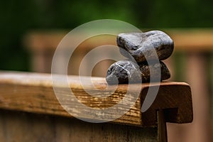 Stones on a wooden bridge