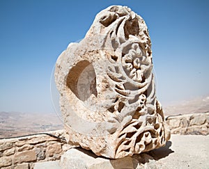 Stonework details in the fortress of Karak, Jordan