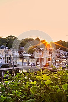 Stonington Harbor Connecticut sunset
