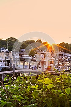 Stonington Harbor Connecticut sunset photo