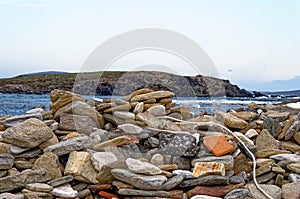 Stony beach in Delos island - Greece