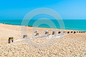 Stony beach in Eastbourne, East Sussex