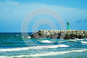 Stony breakwaters on a Baltic Sea