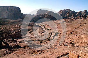 Stony desert and rocks on the horizon in Jordan