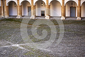 Stony empty yard in a medieval castle