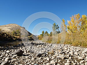 Stony riverbank