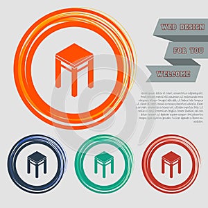 Stool icons on the red, blue, green, orange buttons for your website and design with space text.