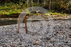 Stool on a riverbed