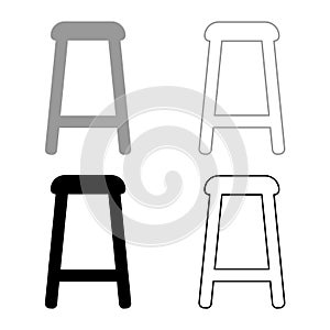 Stool set icon grey black color vector illustration image solid fill outline contour line thin flat style