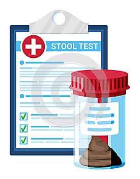 Stool Test Tube, Medical Form with Results