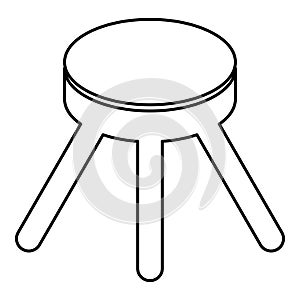 Stool with three legs furniture legged household concept contour outline line icon black color vector illustration image thin