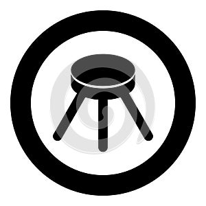 Stool with three legs furniture legged household concept icon in circle round black color vector illustration image solid outline