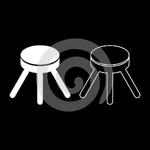 Stool with three legs furniture legged household concept set icon white color vector illustration image solid fill outline