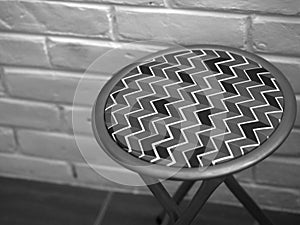 STOOL WITH ZIG ZAG PATTERN LEATHER