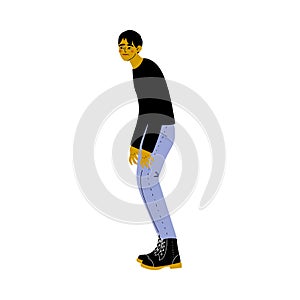 Stooping Young Man in Casual Clothes Vector Illustration