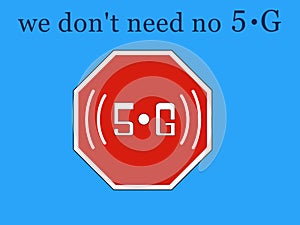Stop 5G technology raster illustration image. web icon and sign