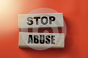 Stop abuse words on wooden blocks. Quit addiction, say no concept