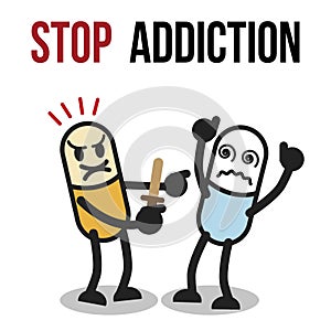 Stop addiction, Amphetamine, Conceptual vector illustration.