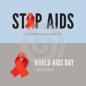 Stop AIDS, HIV awareness banner templates set