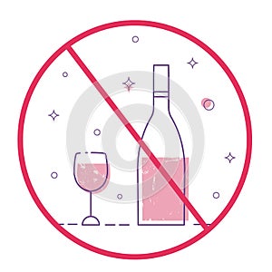 Stop alcohol sign icon. Vector design illustration