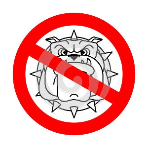 Stop angry dog. Red road Forbidding sign. Ban guard dog