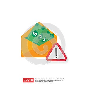 Stop and Anti Corruption concept. Business bribe with money in an envelope and prohibition warning sign. vector illustration in